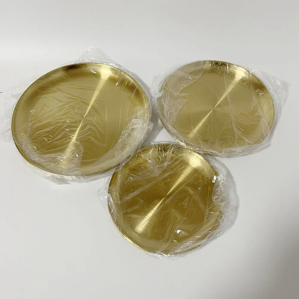 3 Pcs Stainless Steel Plates Lightweight Unbreakable Dinner Dishes Plates Set US